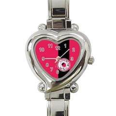 Brand Ribbon Black With Pink Heart Italian Charm Watch