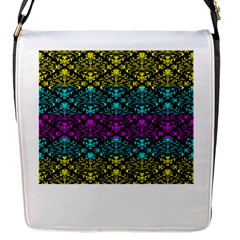 Cmyk Damask Flourish Pattern Flap Closure Messenger Bag (small) by DDesigns