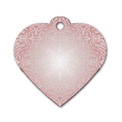 Pink Damask Dog Tag Heart (one Sided) 