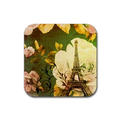 Floral Eiffel Tower Vintage French Paris Drink Coaster (square) by chicelegantboutique