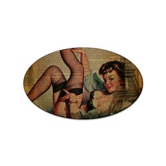 Vintage Newspaper Print Sexy Hot Pin Up Girl Paris Eiffel Tower Sticker 100 Pack (oval)