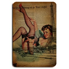 Vintage Newspaper Print Sexy Hot Pin Up Girl Paris Eiffel Tower Large Door Mat by chicelegantboutique