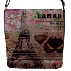 Girly Bee Crown  Butterfly Paris Eiffel Tower Fashion Flap Closure Messenger Bag (small) by chicelegantboutique