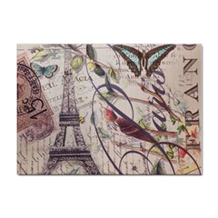 Paris Eiffel Tower Vintage Bird Butterfly French Botanical Art A4 Sticker 10 Pack