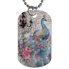 French Vintage Chandelier Blue Peacock Floral Paris Decor Dog Tag (two-sided)  by chicelegantboutique