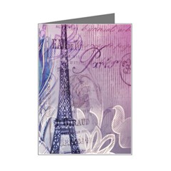 Peacock Feather White Rose Paris Eiffel Tower Mini Greeting Card by chicelegantboutique