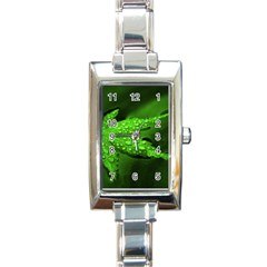 Leaf With Drops Rectangular Italian Charm Watch by Siebenhuehner