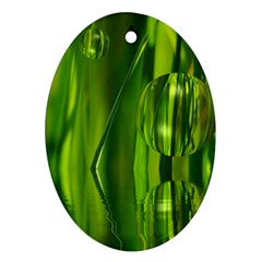 Green Bubbles  Oval Ornament (two Sides) by Siebenhuehner