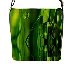 Green Bubbles  Flap Closure Messenger Bag (large) by Siebenhuehner