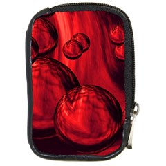 Red Bubbles Compact Camera Leather Case by Siebenhuehner