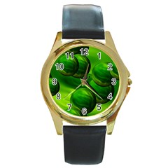 Magic Balls Round Metal Watch (gold Rim)  by Siebenhuehner