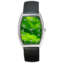 Green Tonneau Leather Watch by Siebenhuehner