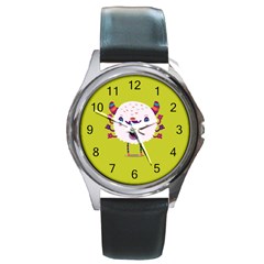 Moshi Watch Round Leather Watch (silver Rim) by Contest1771913