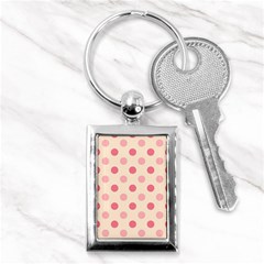 Pale Pink Polka Dots Key Chain (rectangle) by Colorfulart23