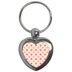 Pale Pink Polka Dots Key Chain (heart) by Colorfulart23