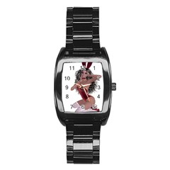 Miss Bunny In Red Lingerie Stainless Steel Barrel Watch by goldenjackal