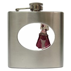 Steampunk Style Girl Wearing Red Dress Hip Flask