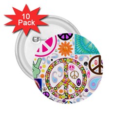 Peace Collage 2 25  Button (10 Pack)