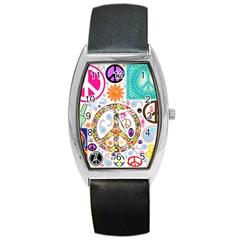 Peace Collage Tonneau Leather Watch