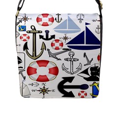 Nautical Collage Flap Closure Messenger Bag (large) by StuffOrSomething