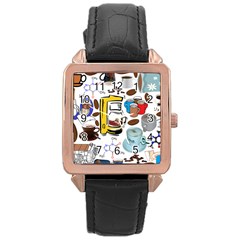 Just Bring Me Coffee Rose Gold Leather Watch 