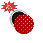 White Stars On Red 1.75  Button Magnet (100 pack) Front