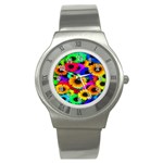 Colorful Sunflowers Stainless Steel Watch (Slim) Front