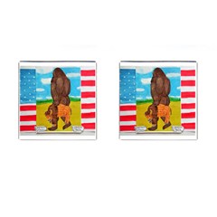 Big Foot,bison U,s,a, Flag Cufflinks (square) by creationtruth