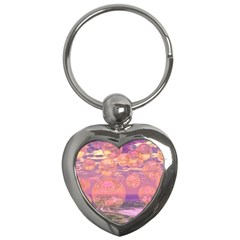 Glorious Skies, Abstract Pink And Yellow Dream Key Chain (heart) by DianeClancy