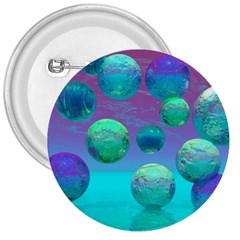 Ocean Dreams, Abstract Aqua Violet Ocean Fantasy 3  Button by DianeClancy