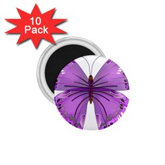 Purple Awareness Butterfly 1 75  Button Magnet (10 Pack)