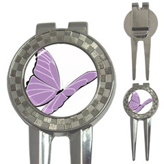 Purple Awareness Butterfly 2 Golf Pitchfork & Ball Marker by FunWithFibro