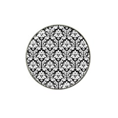 White On Black Damask Golf Ball Marker (for Hat Clip)