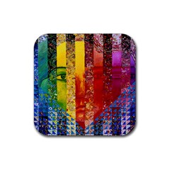 Conundrum I, Abstract Rainbow Woman Goddess  Drink Coaster (square) by DianeClancy