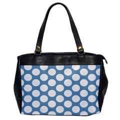 Blue Polkadot Oversize Office Handbag (one Side) by Zandiepants