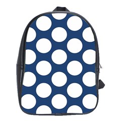 Dark Blue Polkadot School Bag (xl) by Zandiepants