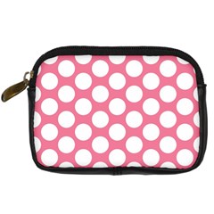 Pink Polkadot Digital Camera Leather Case by Zandiepants