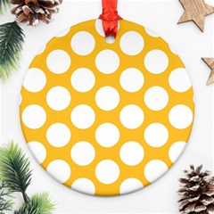 Sunny Yellow Polkadot Round Ornament (two Sides) by Zandiepants