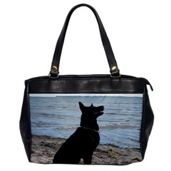 Black German Shepherd Oversize Office Handbag (one Side) by StuffOrSomething