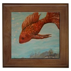 Gold Fish Framed Ceramic Tile by rokinronda