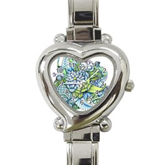 Peaceful Flower Garden Heart Italian Charm Watch  by Zandiepants