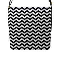 Black And White Zigzag Flap Closure Messenger Bag (large) by Zandiepants