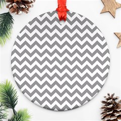 Grey And White Zigzag Round Ornament (two Sides) by Zandiepants