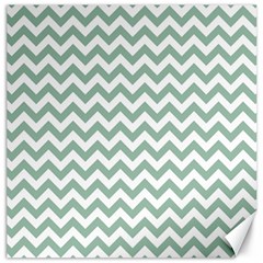 Jade Green And White Zigzag Canvas 12  X 12  (unframed) by Zandiepants