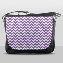 Lilac And White Zigzag Messenger Bag by Zandiepants