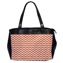 Orange And White Zigzag Oversize Office Handbag (one Side) by Zandiepants