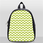 Spring Green And White Zigzag Pattern School Bag (Small) Front