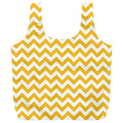 Sunny Yellow And White Zigzag Pattern Reusable Bag (xl) by Zandiepants