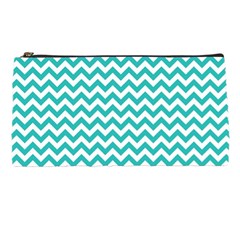 Turquoise And White Zigzag Pattern Pencil Case by Zandiepants