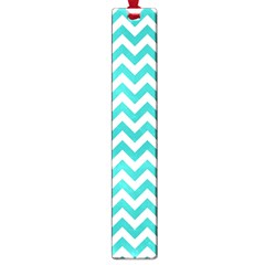 Turquoise And White Zigzag Pattern Large Bookmark by Zandiepants